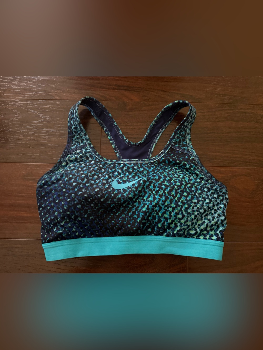 Nike Teal & Navy Patterned Racerback Sports Bra